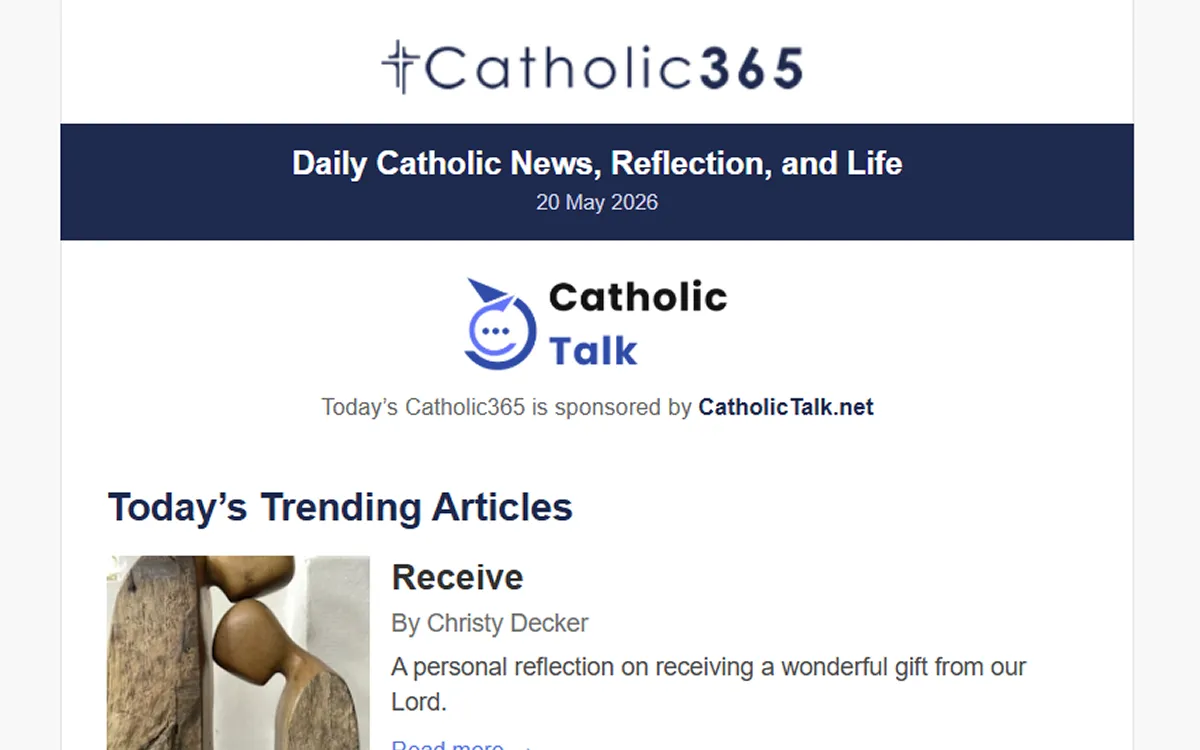 Example of a Catholic365 newsletter header sponsor placement
