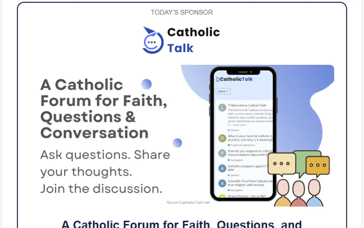Example of a native sponsor promotion inside the Catholic365 email newsletter