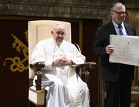 Pope pays tribute to predecessor, honors Ratzinger Prize winners